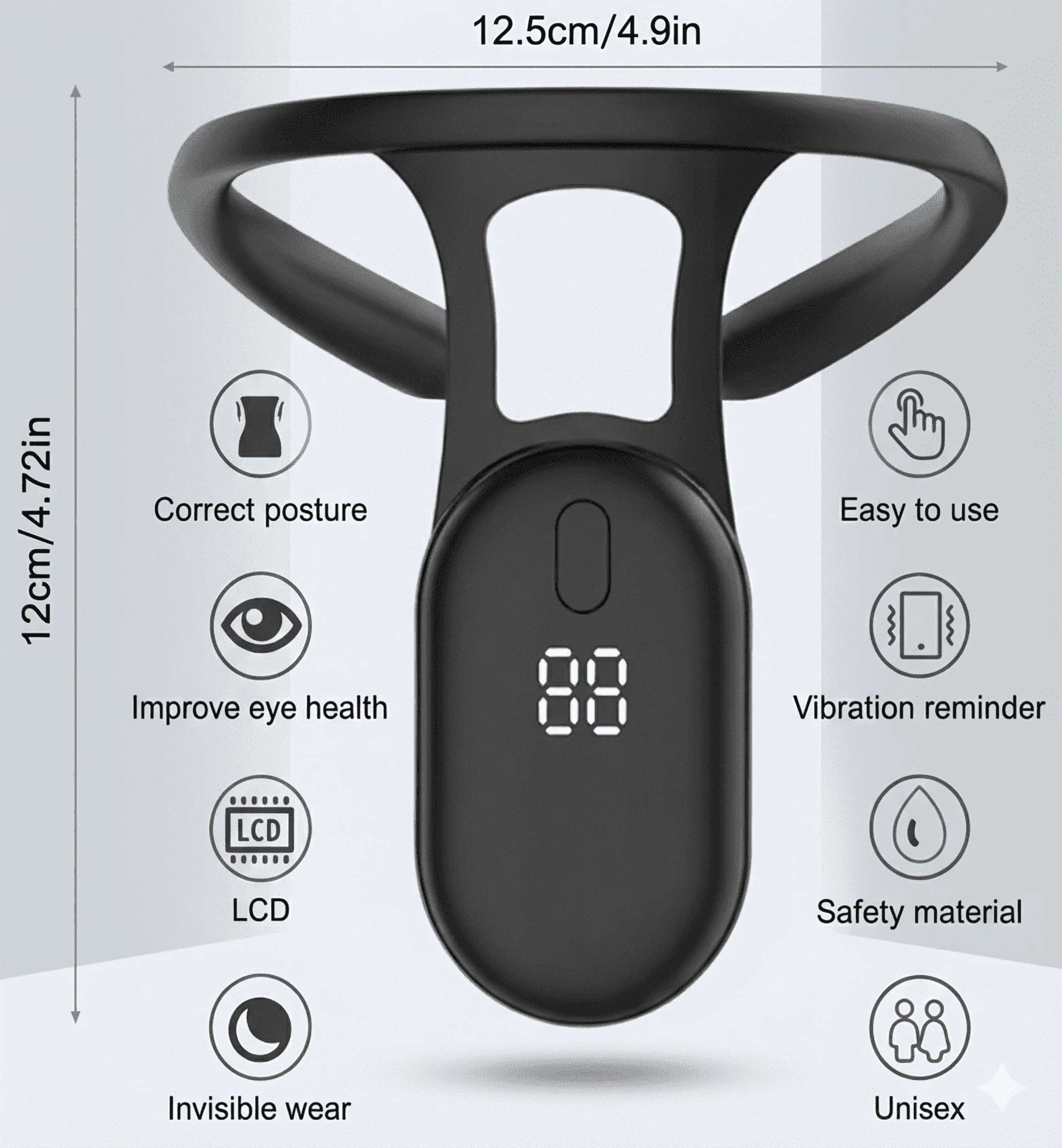 Smart Posture Corrector with Vibration Reminder – Wearable Back Support for Upright Posture Monitoring, USB Rechargeable Sensor Posture Trainer