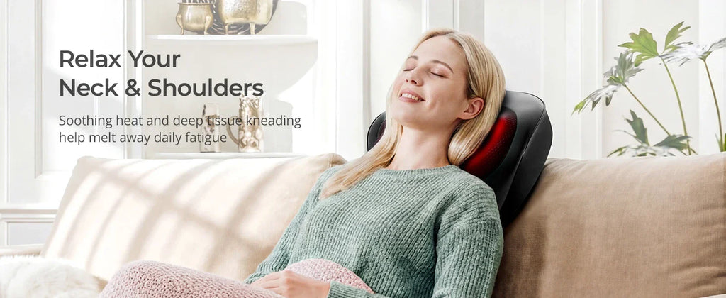 Electric Neck Massager Pillow, Neck&Shoulder Massager with Heat, Portable 3D Kneading for Shoulder, Leg&Calf Muscle Pain Relief