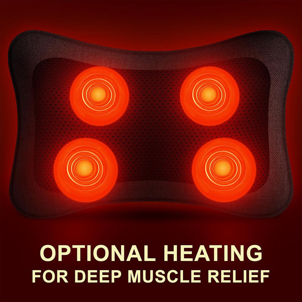 Electric Shiatsu Back Massager with Heat - Powerful 3D Kneading for Neck, Shoulder, Lower Back Pain Relief - Ergonomic Design for Home, Office, & Car - Gifts for Women, Men, Mom & Dad