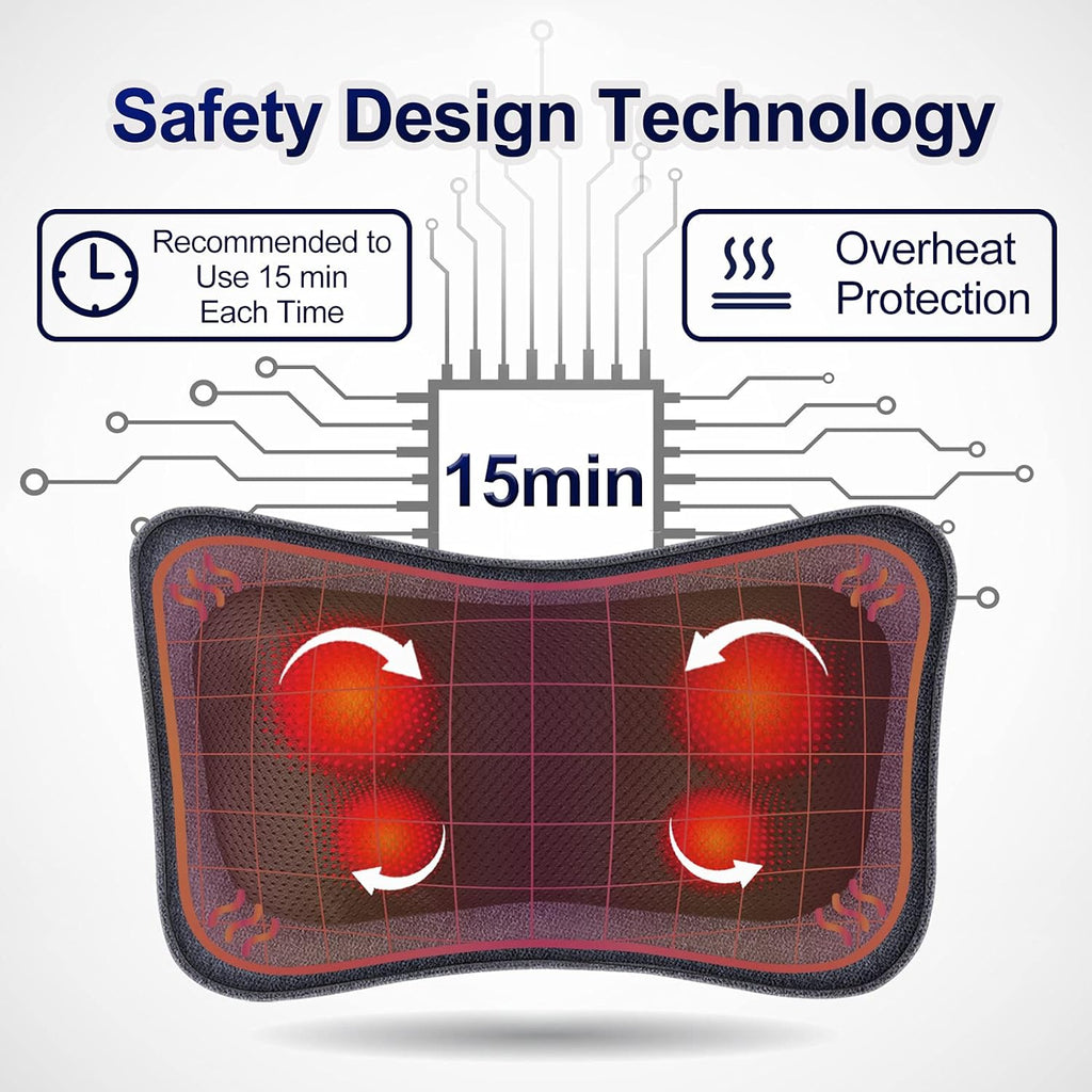 Electric Shiatsu Back Massager with Heat - Powerful 3D Kneading for Neck, Shoulder, Lower Back Pain Relief - Ergonomic Design for Home, Office, & Car - Gifts for Women, Men, Mom & Dad