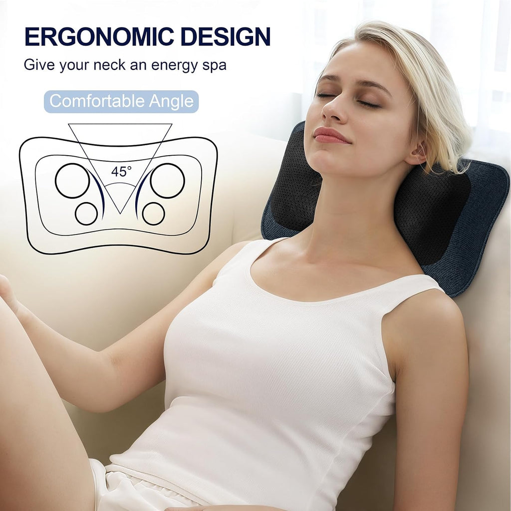 Electric Shiatsu Back Massager with Heat - Powerful 3D Kneading for Neck, Shoulder, Lower Back Pain Relief - Ergonomic Design for Home, Office, & Car - Gifts for Women, Men, Mom & Dad