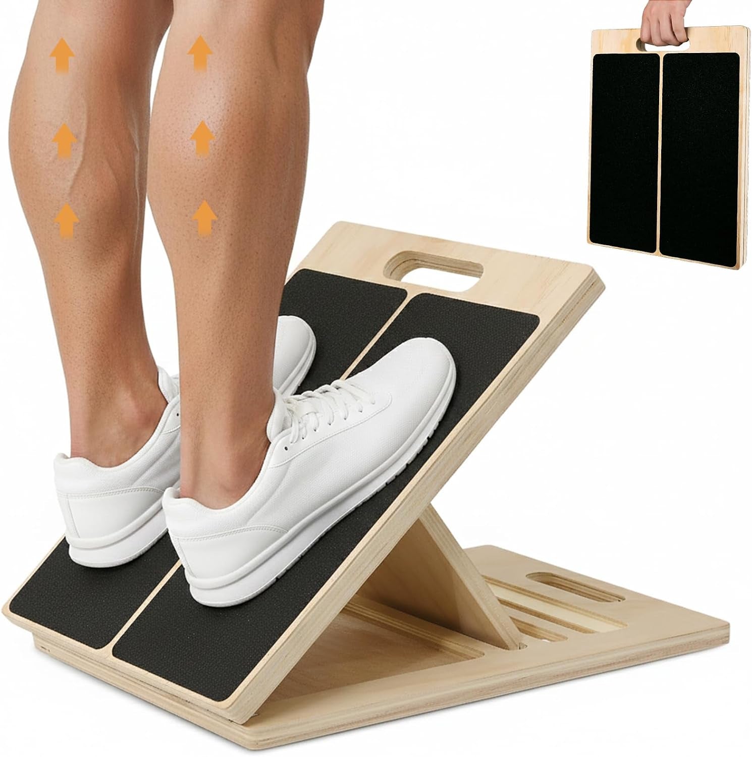 Slant Board for Calf Stretching, 5-Level Adjustable Wooden Incline Board Muscle Relief, Non-Slip Physical Therapy Tilt Board for Exercise, Balance, Leg, Ankle & Knee Recovery, Home Gym