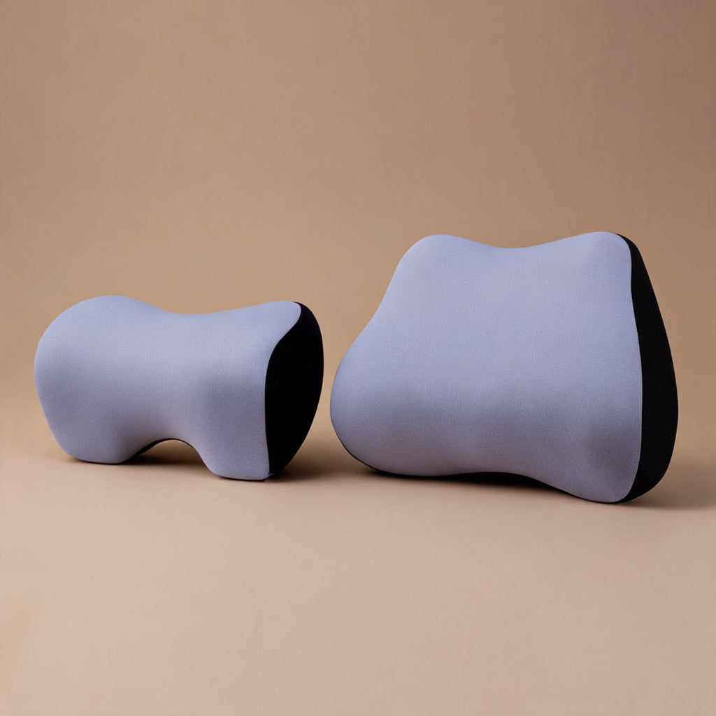 Lumbar Support & Neck Pillow Set — Memory Foam Back Support for Office & Car